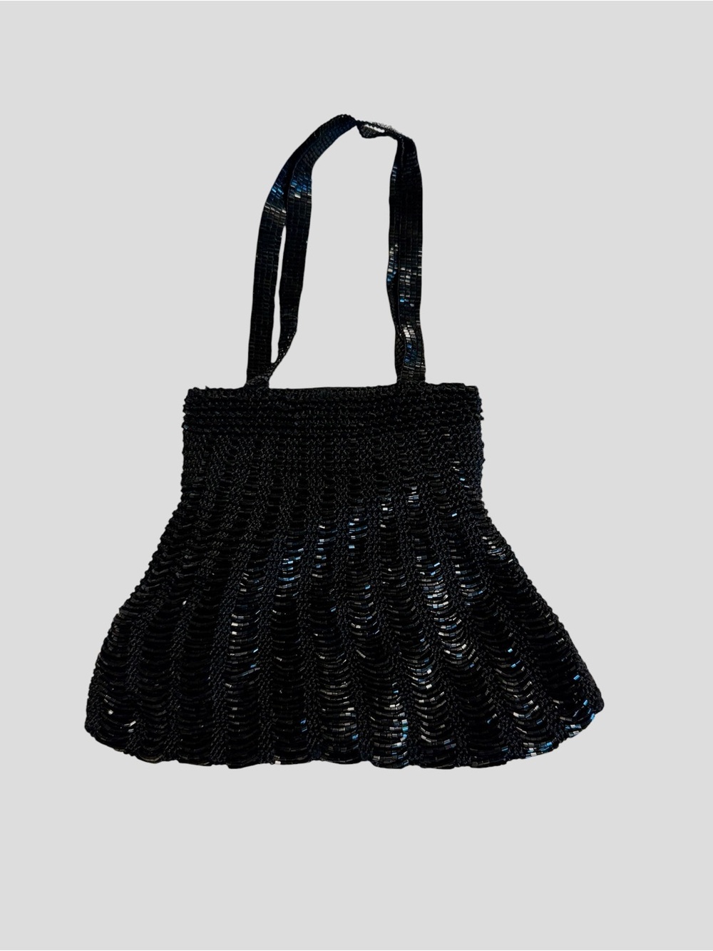 Beaded Black Woman’s Evening Bag; Purse; Handbag; Magnetic Closure
